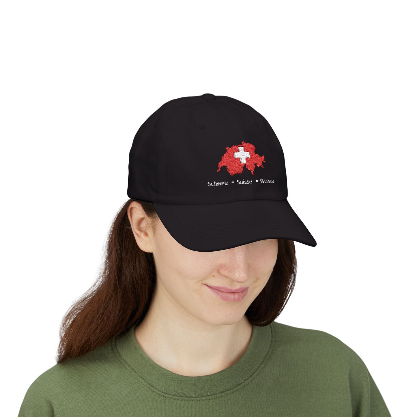 Casquette Suisse Brodée - "Schweiz • Suisse • Svizzera" (versions couleurs foncées)