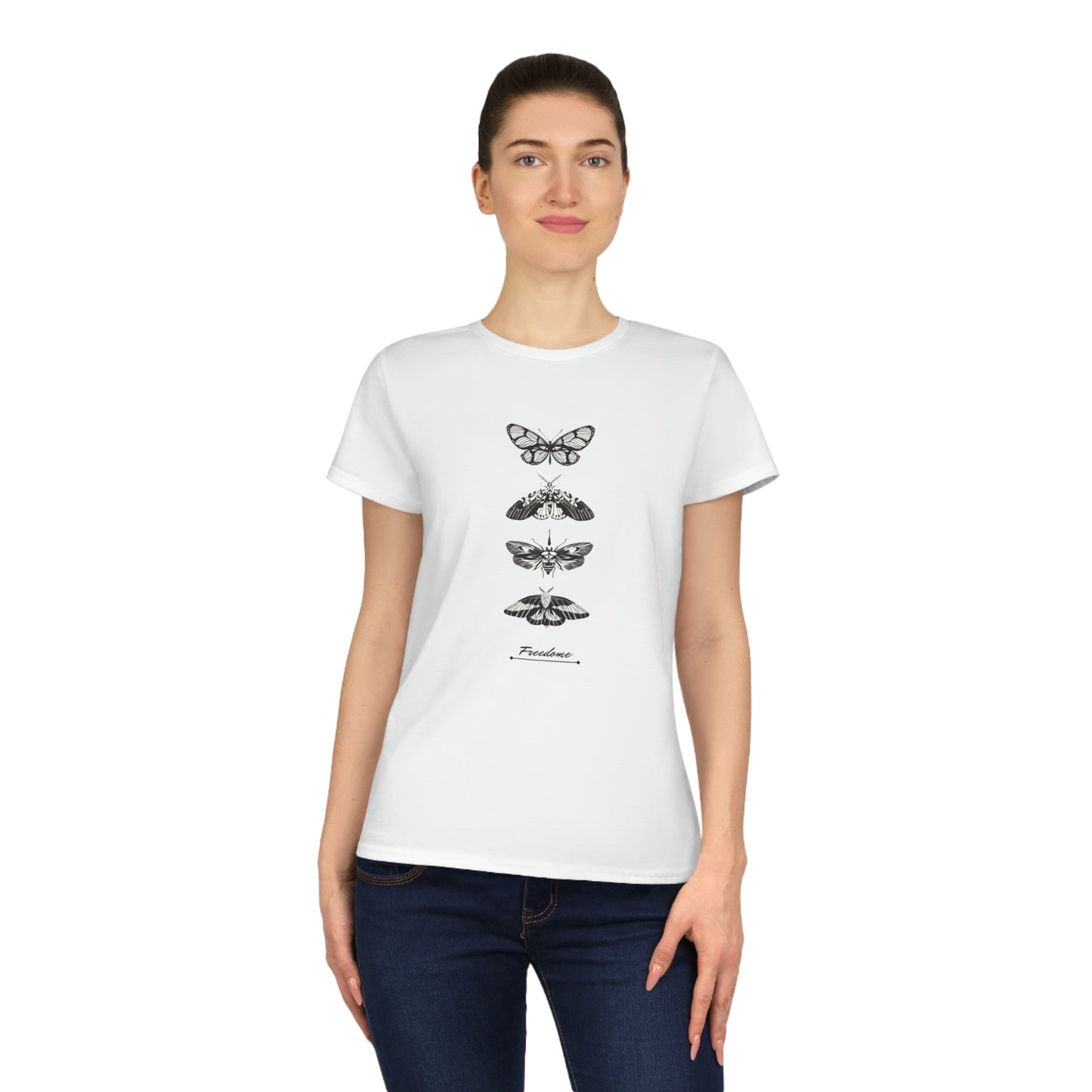 Elegantes und bequemes „Freedom Butterflies“ Damen-T-Shirt für Naturliebhaber (100 % weiche Baumwolle)