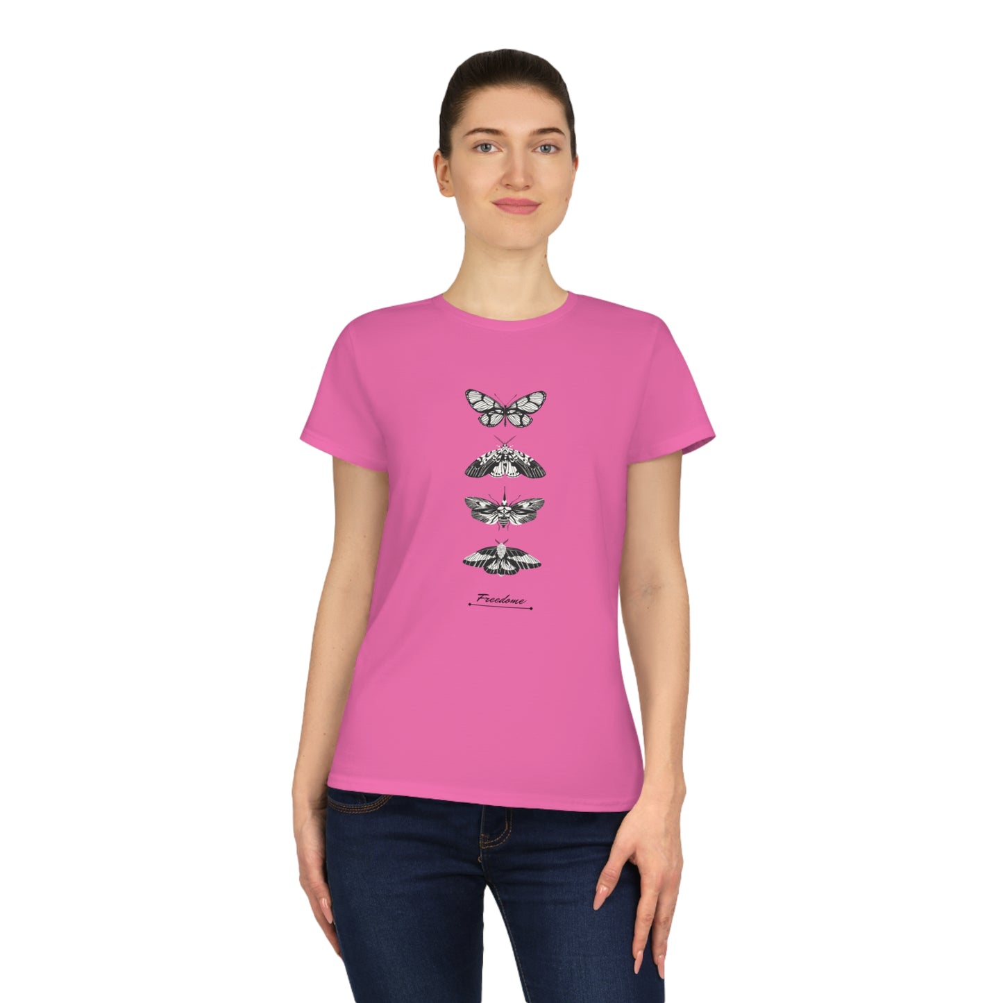 Elegantes und bequemes „Freedom Butterflies“ Damen-T-Shirt für Naturliebhaber (100 % weiche Baumwolle)