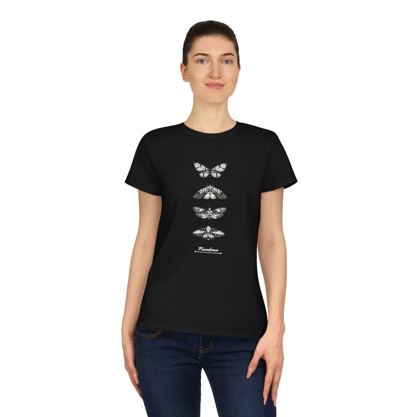 Elegantes und bequemes „Freedom Butterflies“ Damen-T-Shirt für Naturliebhaber (100 % weiche Baumwolle)