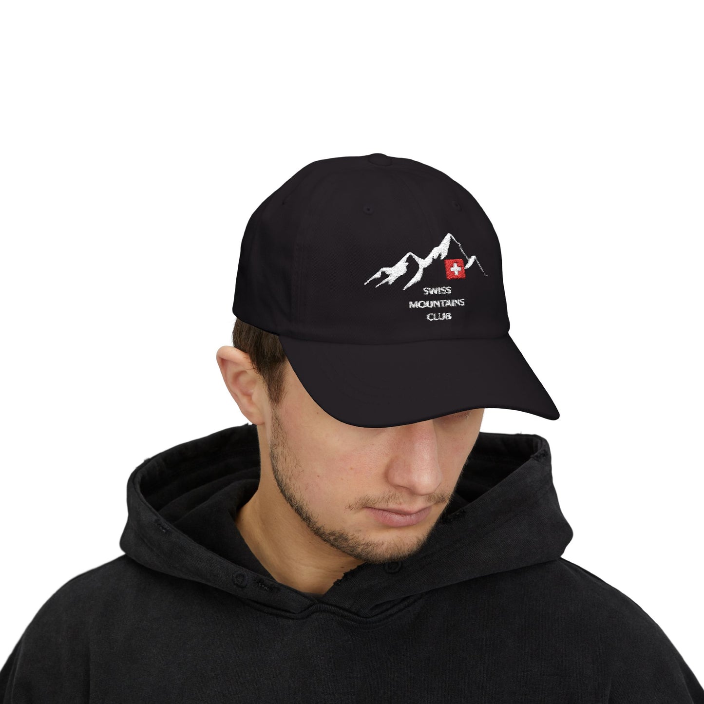 Casquette Alpine Brodée : Rejoignez le Club des Sommets Suisses ! (versions couleurs foncées)