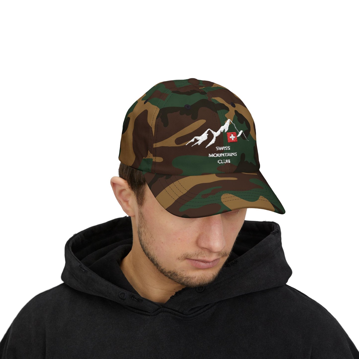 Casquette Alpine Brodée : Rejoignez le Club des Sommets Suisses ! (versions couleurs foncées)