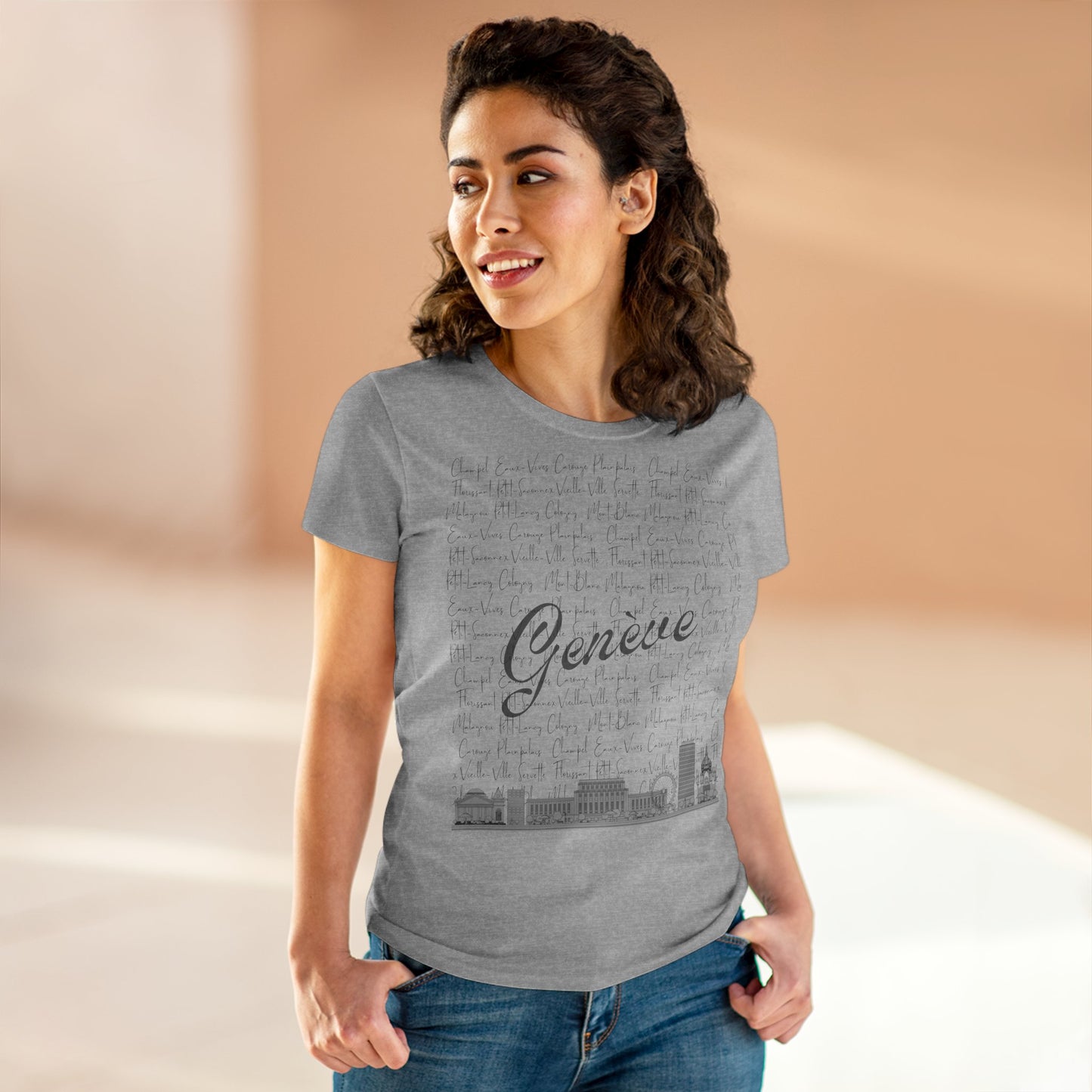 T-Shirt Femme "Geneva Skyline & Quartiers"