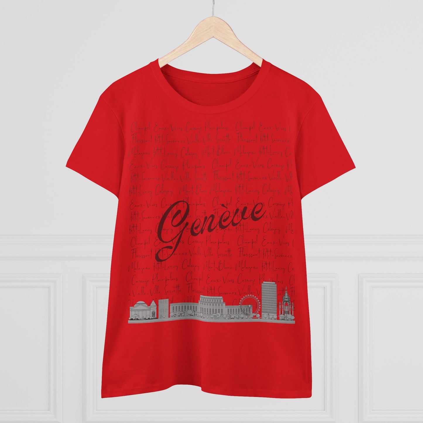 T-Shirt Femme "Geneva Skyline & Quartiers"