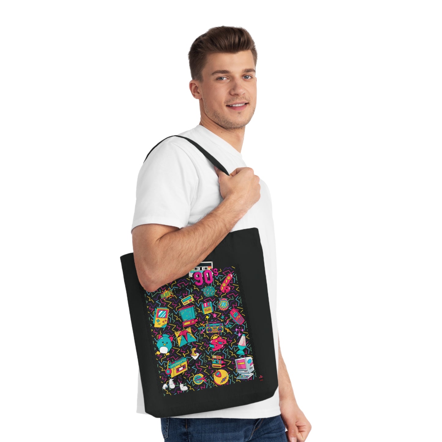 Tote Bag tissé nostalgique des années 90 - (Éco-Responsable)