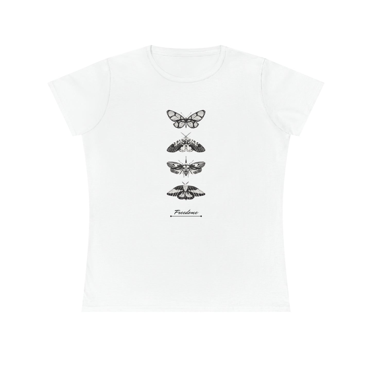 Elegantes und bequemes „Freedom Butterflies“ Damen-T-Shirt für Naturliebhaber (100 % weiche Baumwolle)
