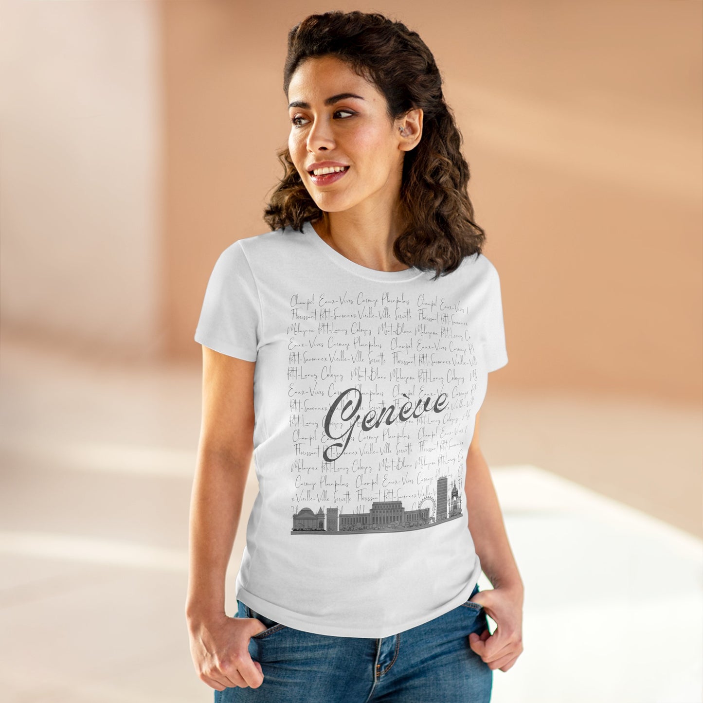 T-Shirt Femme "Geneva Skyline & Quartiers"