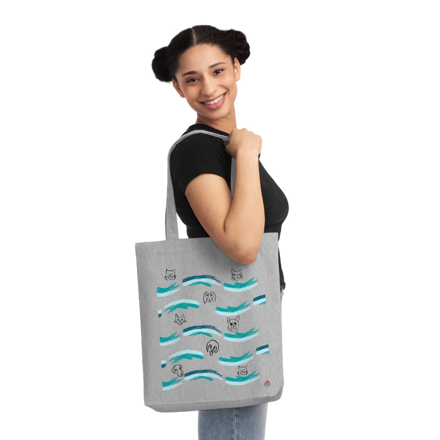 Tote Bag Tissé "Chiens et Chats" Éco-Responsable