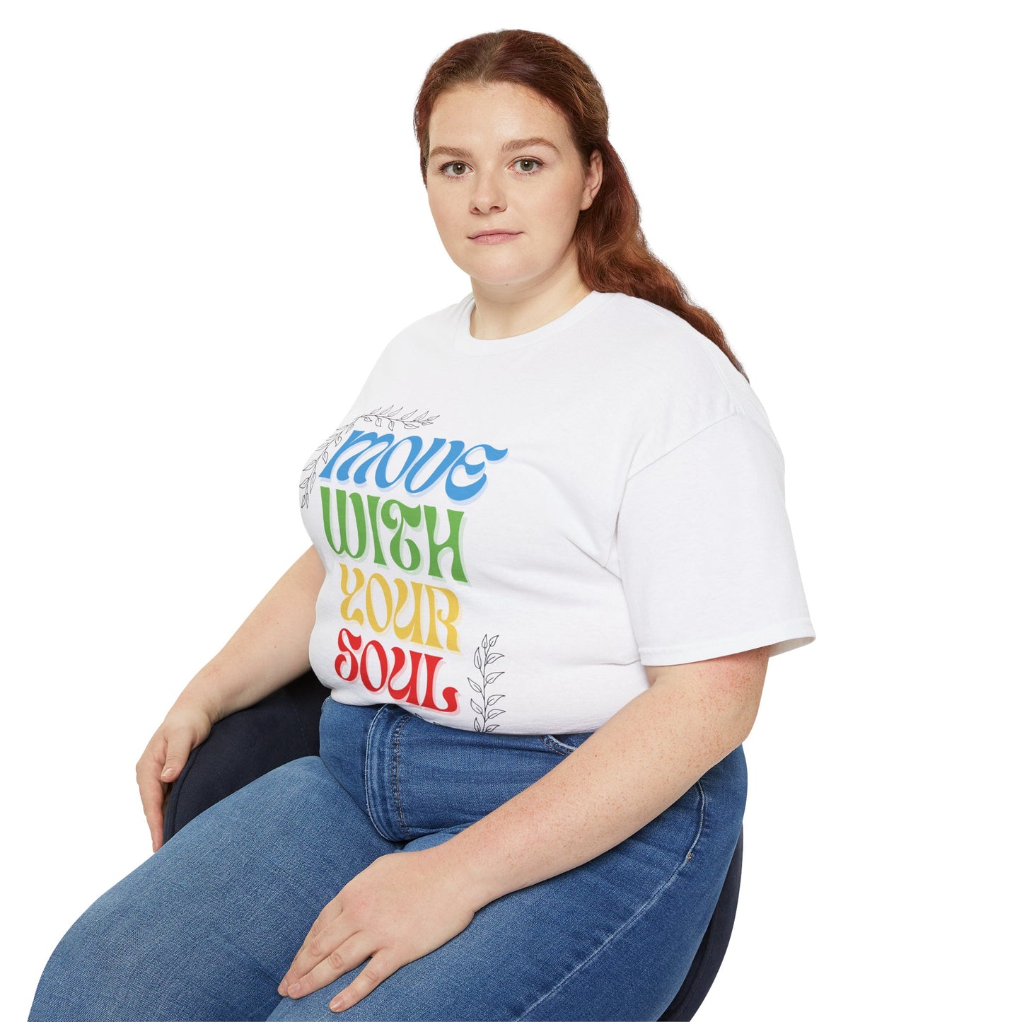 T-shirt inspirant « Move With Your Soul » en coton ultra pour Femme et Homme.
