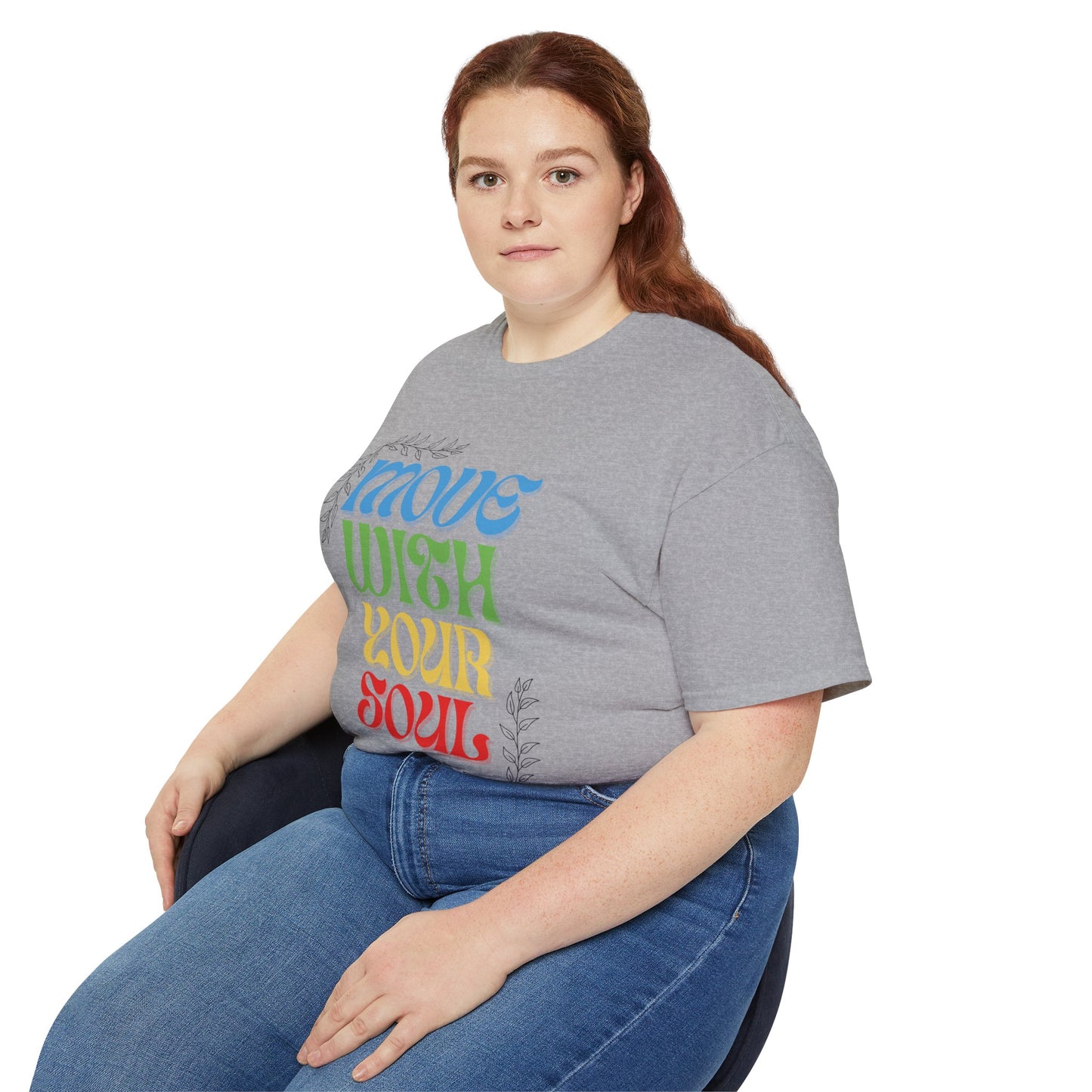 T-shirt inspirant « Move With Your Soul » en coton ultra pour Femme et Homme.