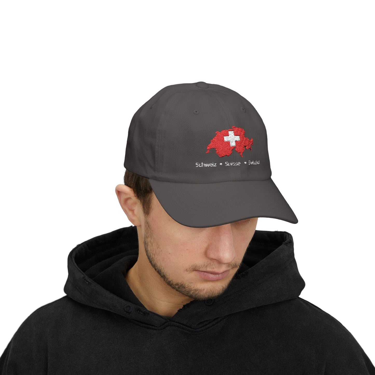 Casquette Suisse Brodée - "Schweiz • Suisse • Svizzera" (versions couleurs foncées)