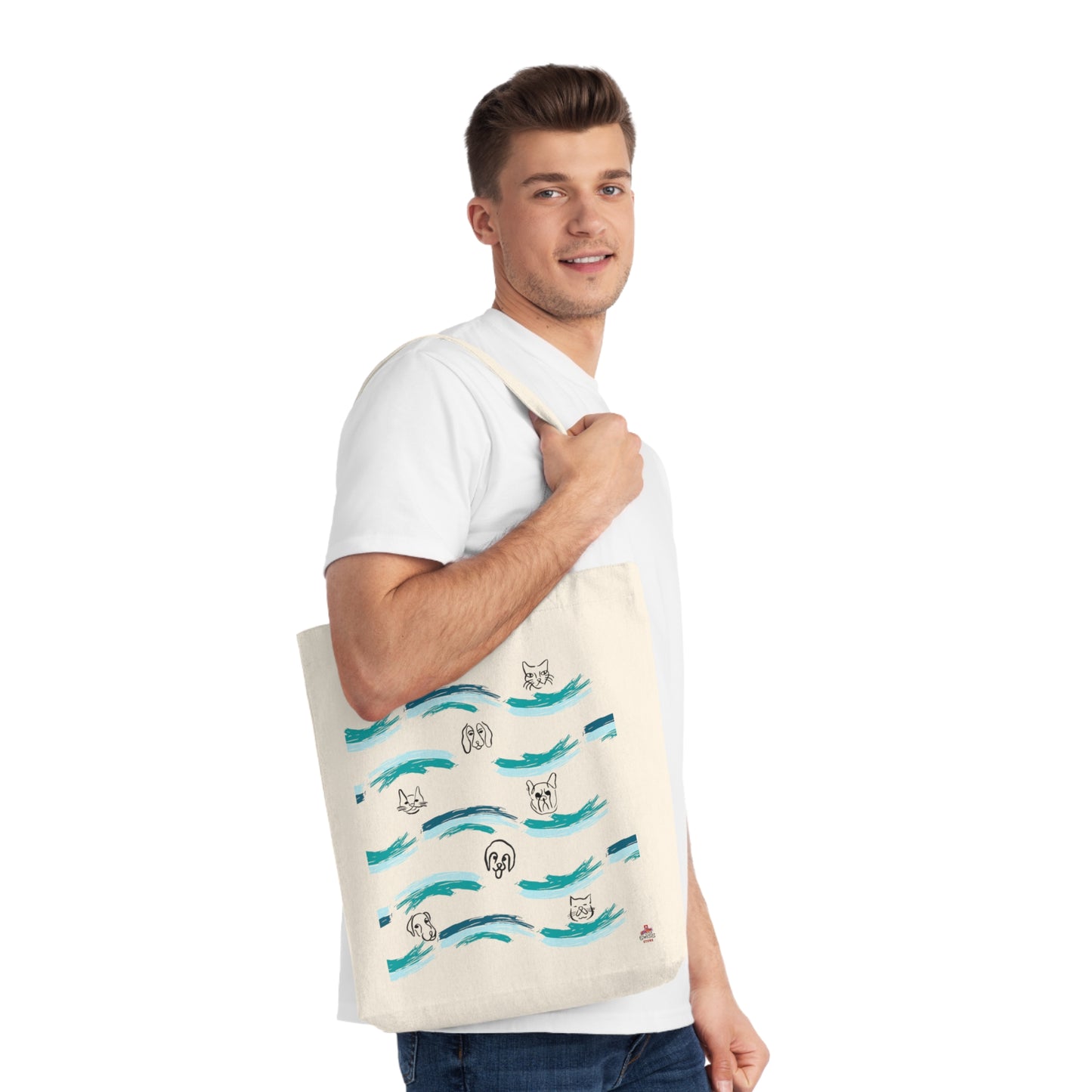 Tote Bag Tissé "Chiens et Chats" Éco-Responsable