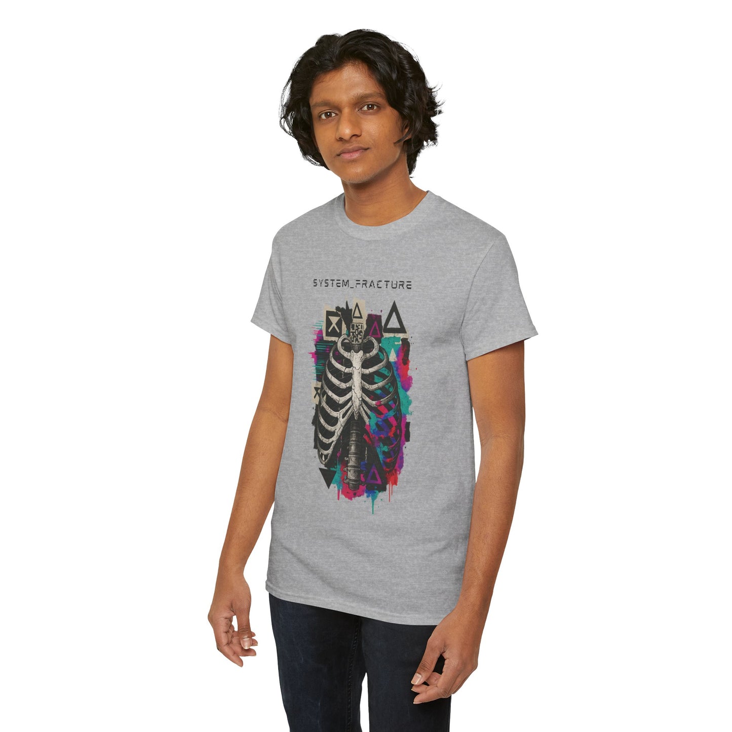 T-Shirt "System Fracture" unisexe en coton lourd