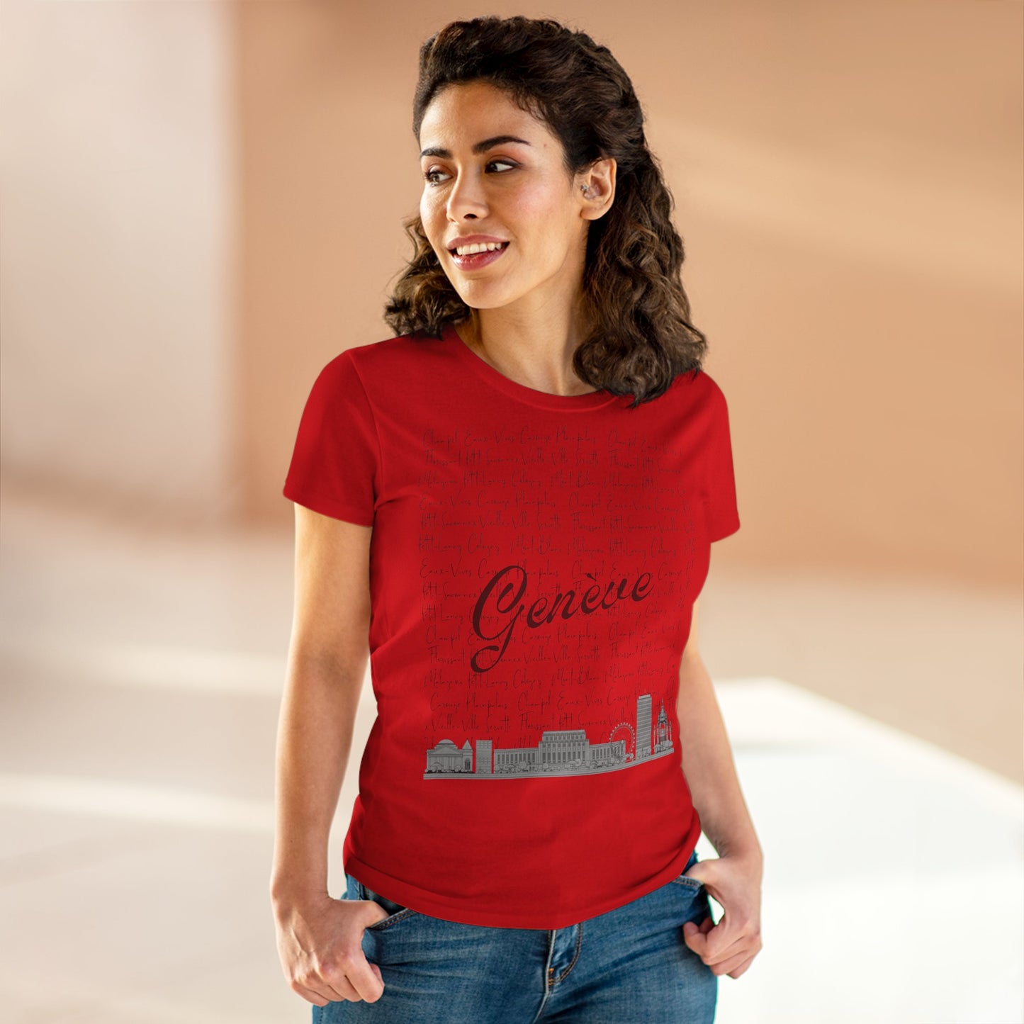 T-Shirt Femme "Geneva Skyline & Quartiers"