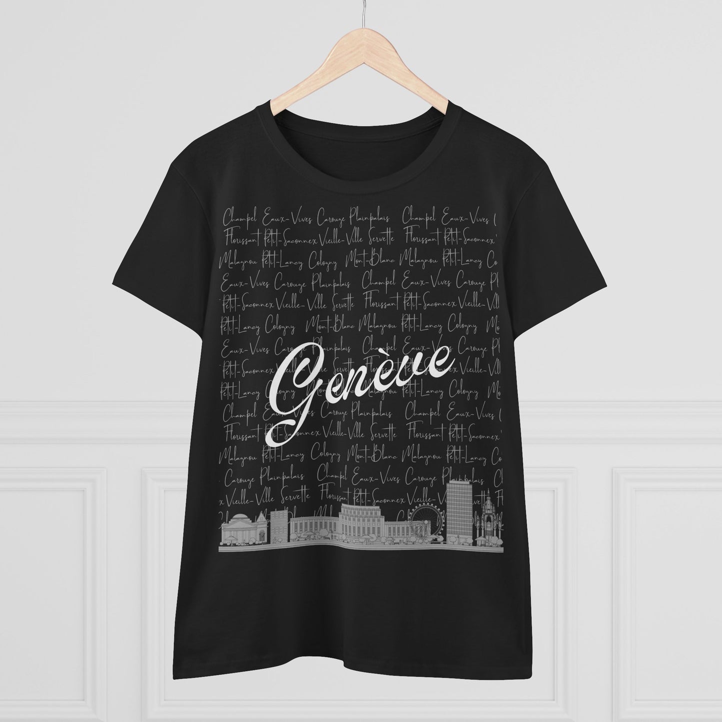 T-Shirt Femme "Geneva Skyline & Quartiers"