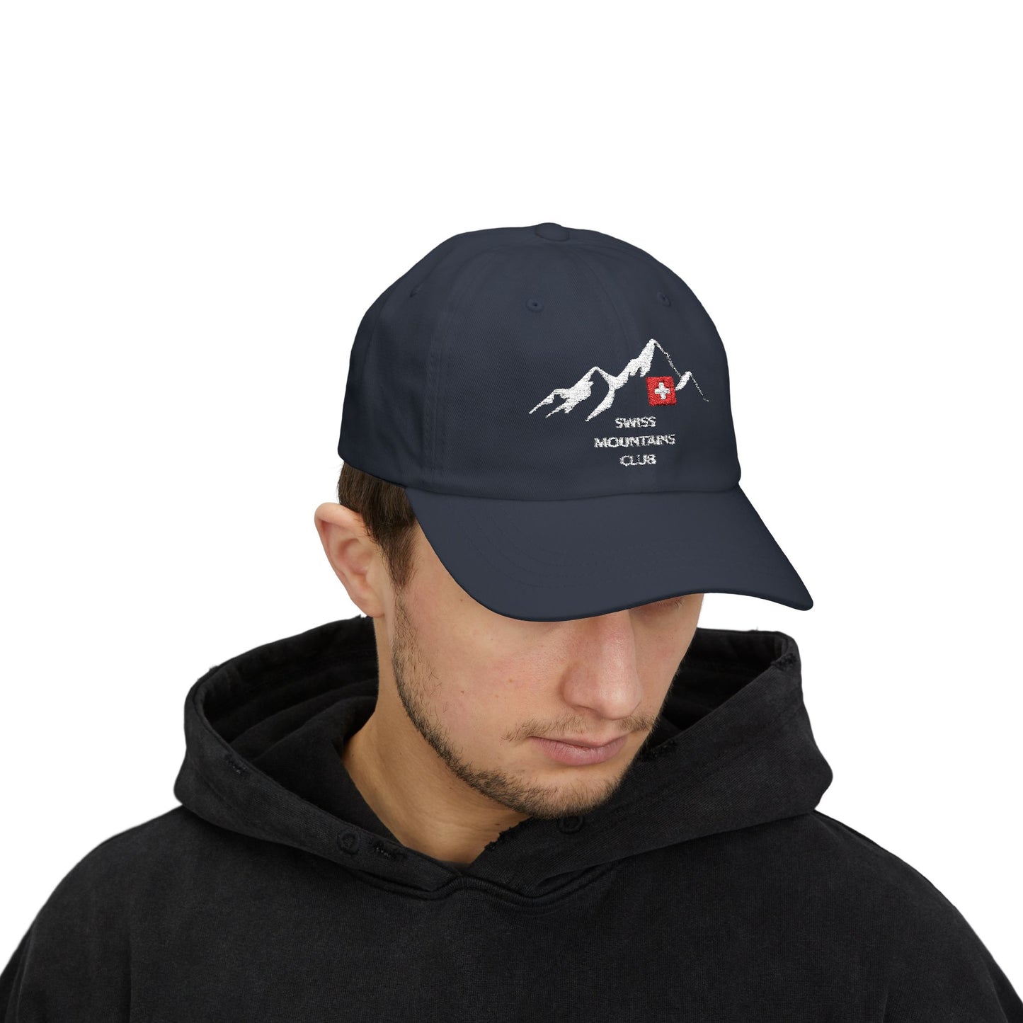 Casquette Alpine Brodée : Rejoignez le Club des Sommets Suisses ! (versions couleurs foncées)