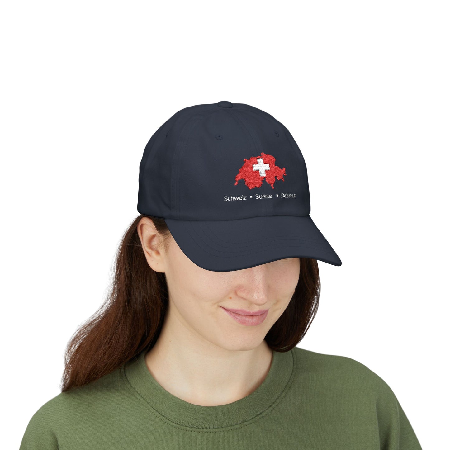 Casquette Suisse Brodée - "Schweiz • Suisse • Svizzera" (versions couleurs foncées)