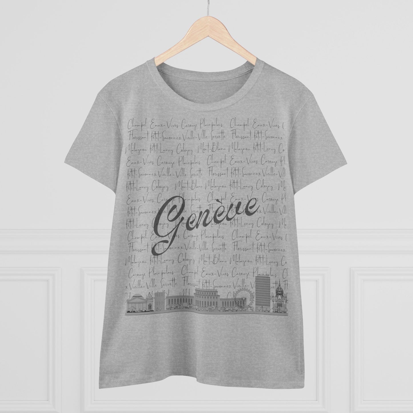 T-Shirt Femme "Geneva Skyline & Quartiers"