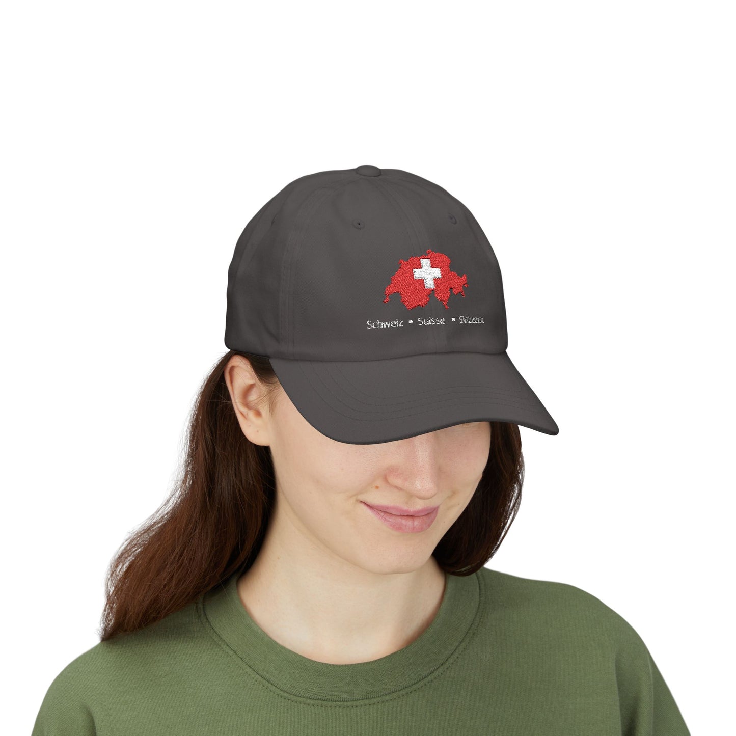 Casquette Suisse Brodée - "Schweiz • Suisse • Svizzera" (versions couleurs foncées)