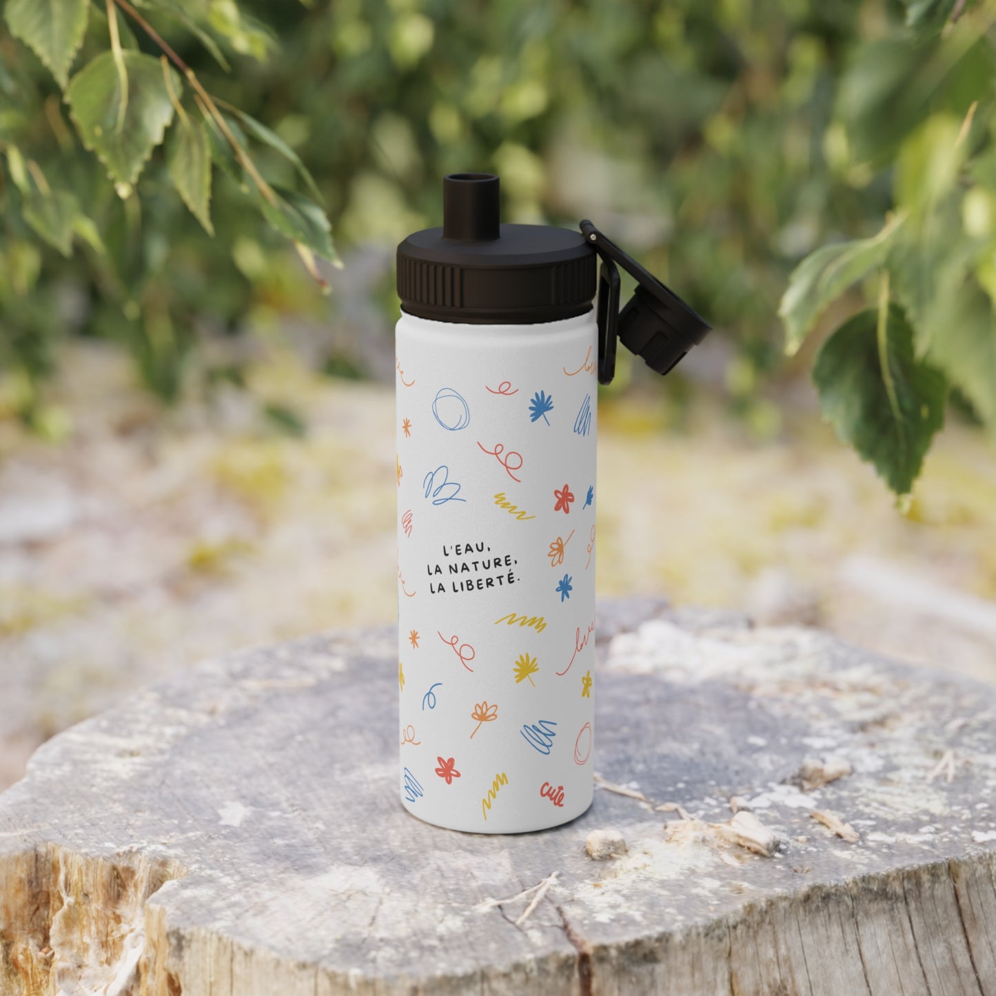 Bouteille Isotherme "L'Eau. La Nature. La Liberté." - Acier Inox