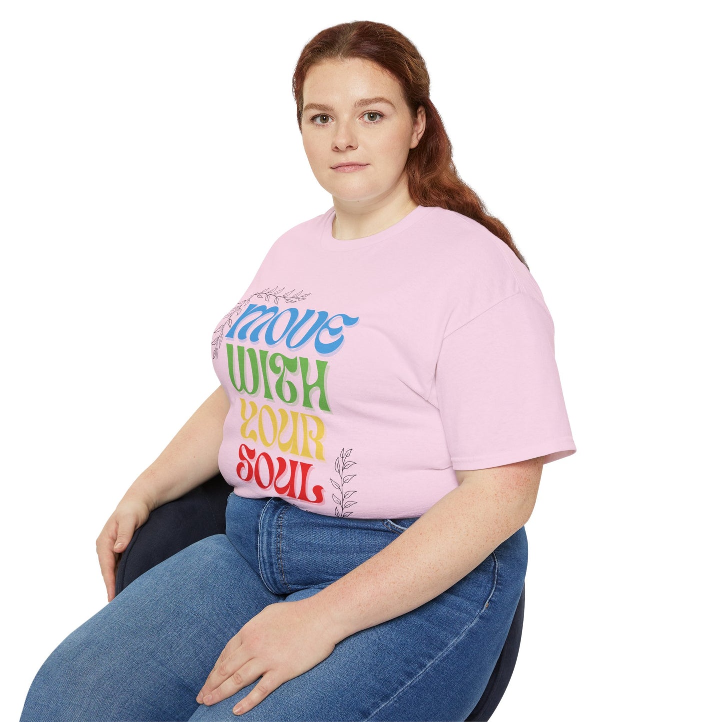 T-shirt inspirant « Move With Your Soul » en coton ultra pour Femme et Homme.