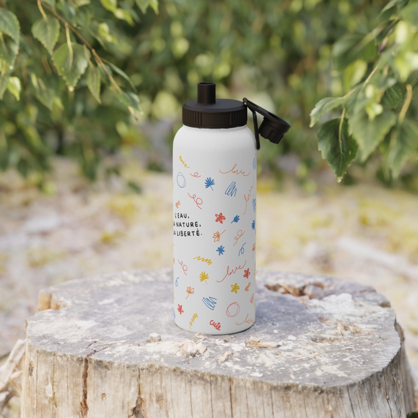 Bouteille Isotherme "L'Eau. La Nature. La Liberté." - Acier Inox