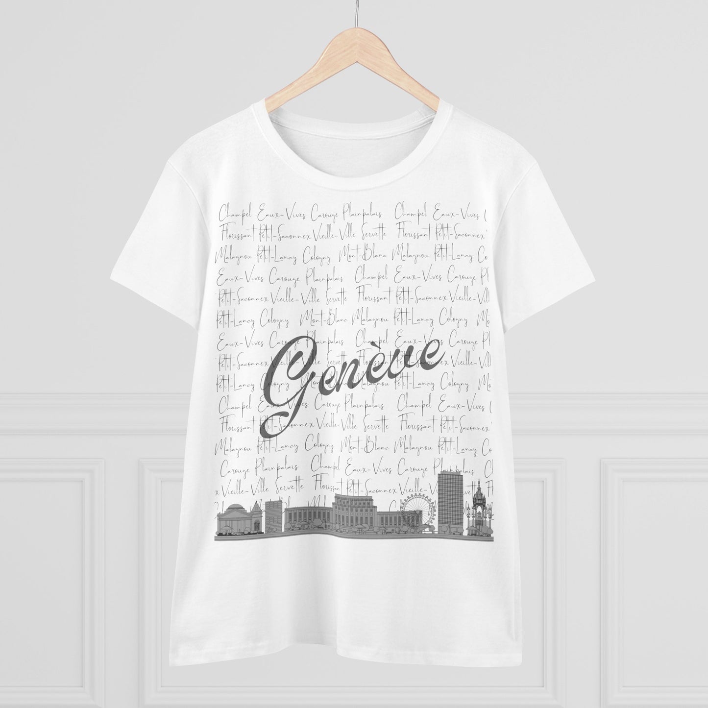 T-Shirt Femme "Geneva Skyline & Quartiers"