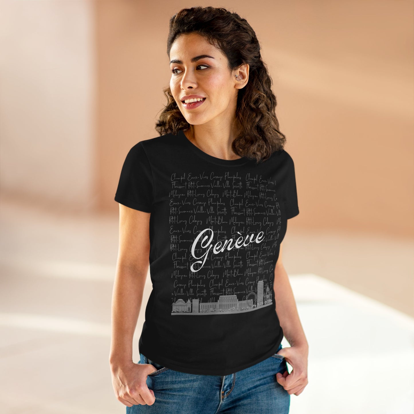 T-Shirt Femme "Geneva Skyline & Quartiers"