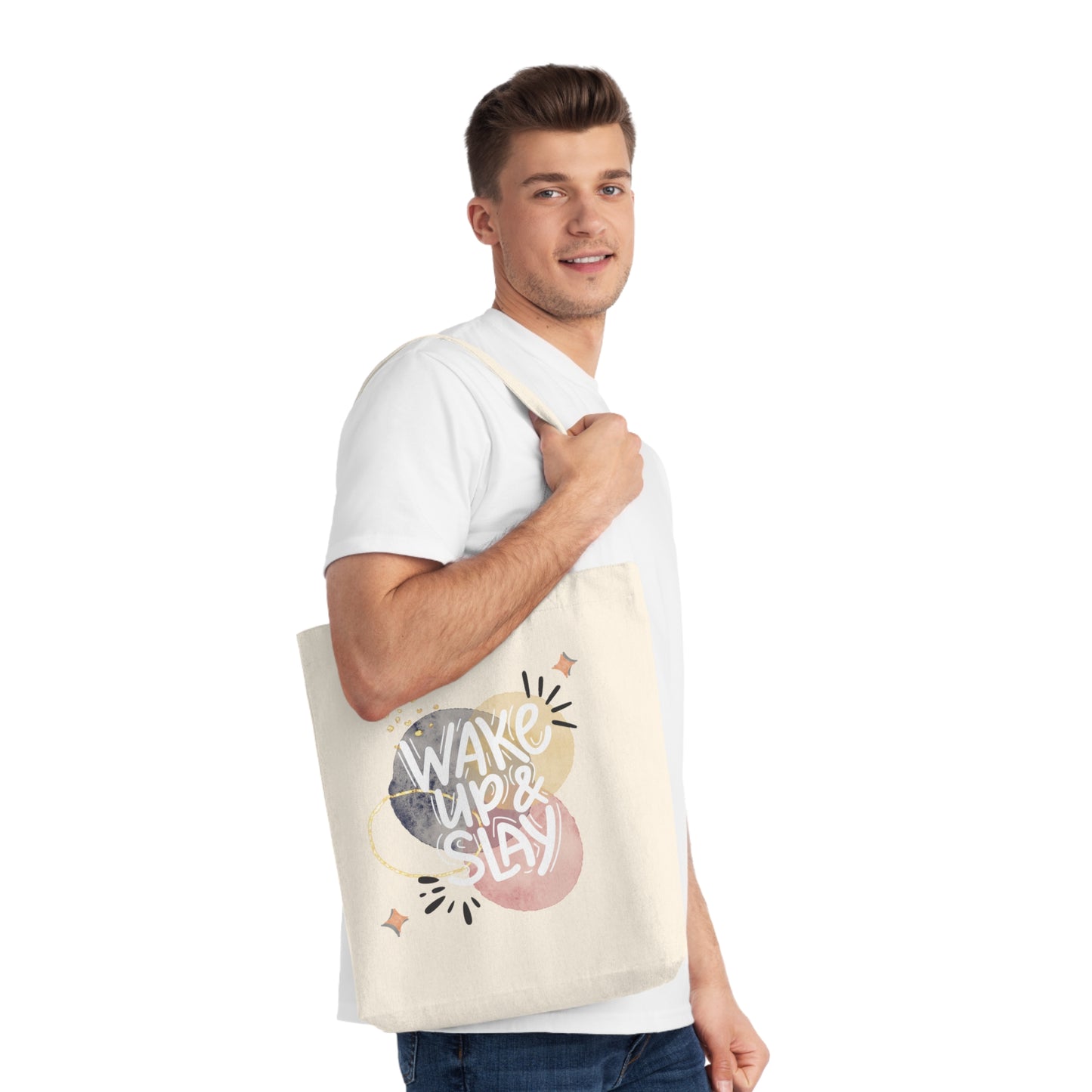 Tote Bag motivant tissé "Wake Up & Slay" (Éco-Responsable)