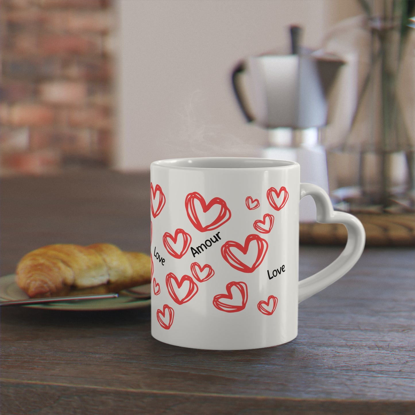 Mug "Love et Amour" - à la poignée en forme de coeur