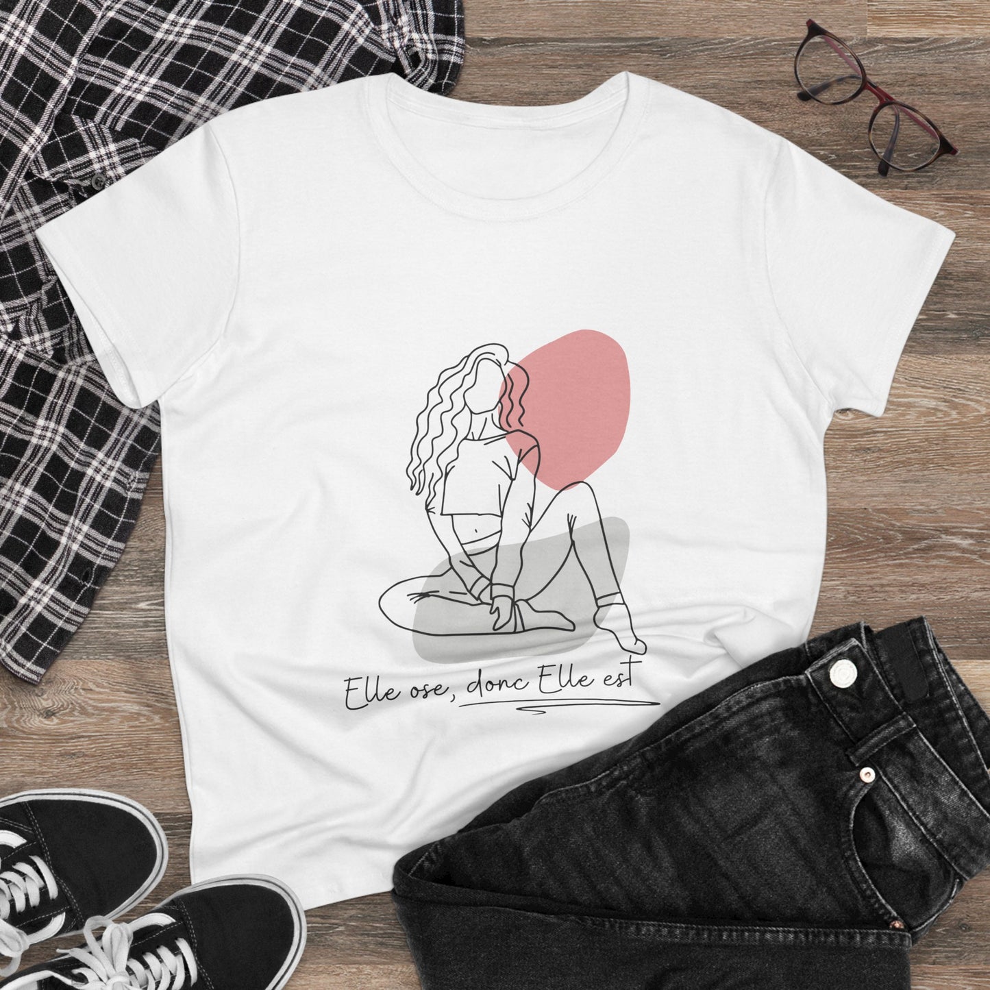T-shirt en coton pour Femme "Elle ose, donc elle est" - Tenue décontractée et confortable