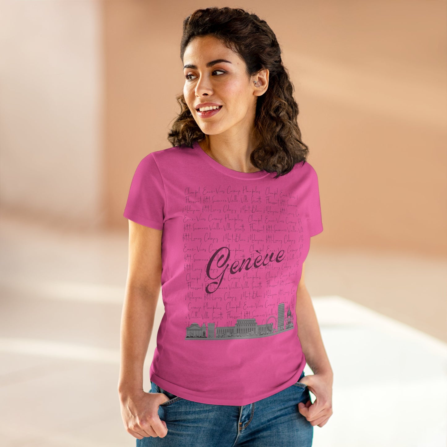Damen T-Shirt "Genf Skyline &amp; Stadtviertel"