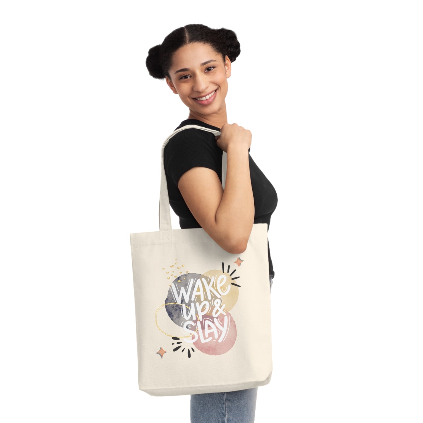 Tote Bag motivant tissé "Wake Up & Slay" (Éco-Responsable)