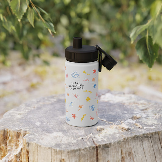 Bouteille Isotherme "L'Eau. La Nature. La Liberté." - Acier Inox