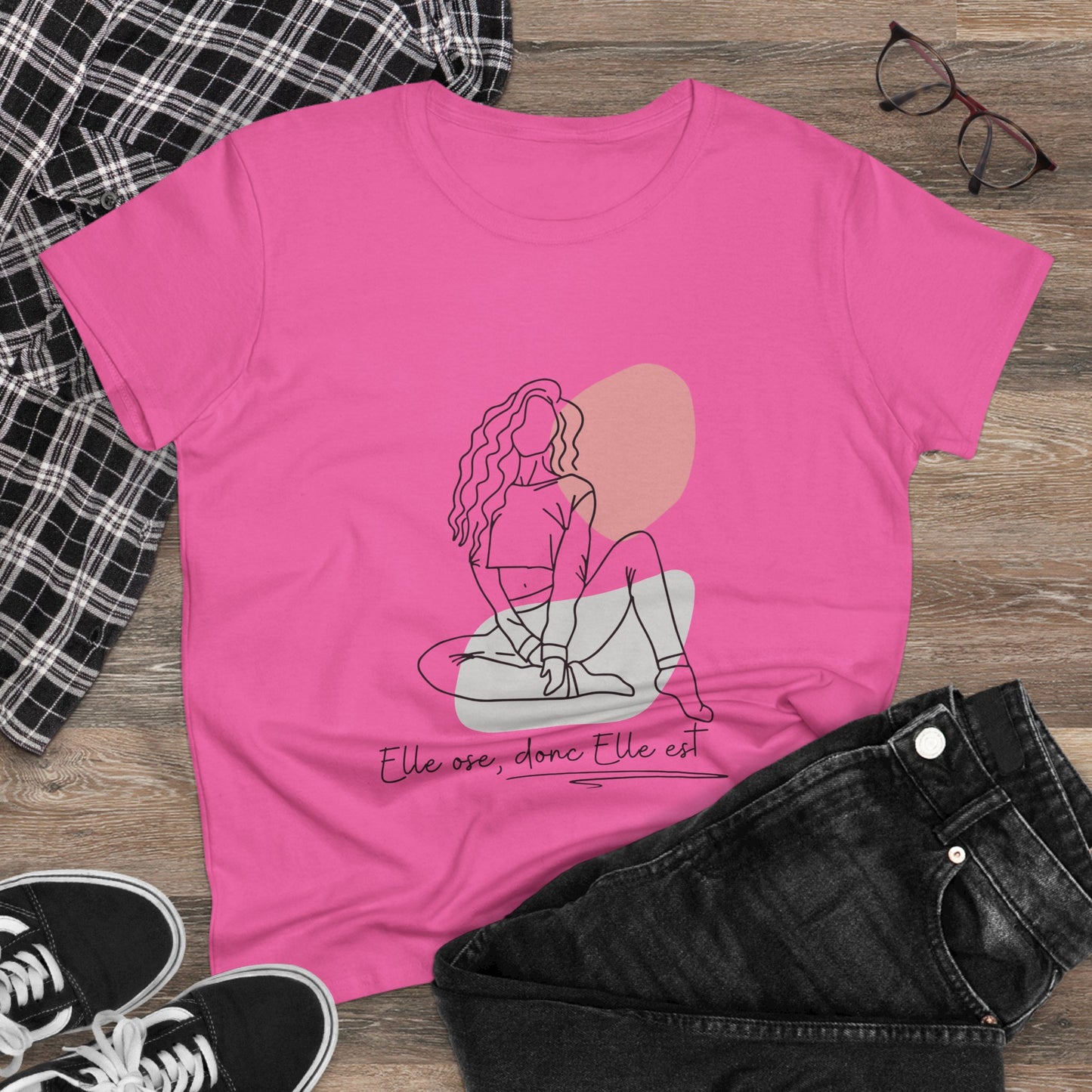 T-shirt en coton pour Femme "Elle ose, donc elle est" - Tenue décontractée et confortable