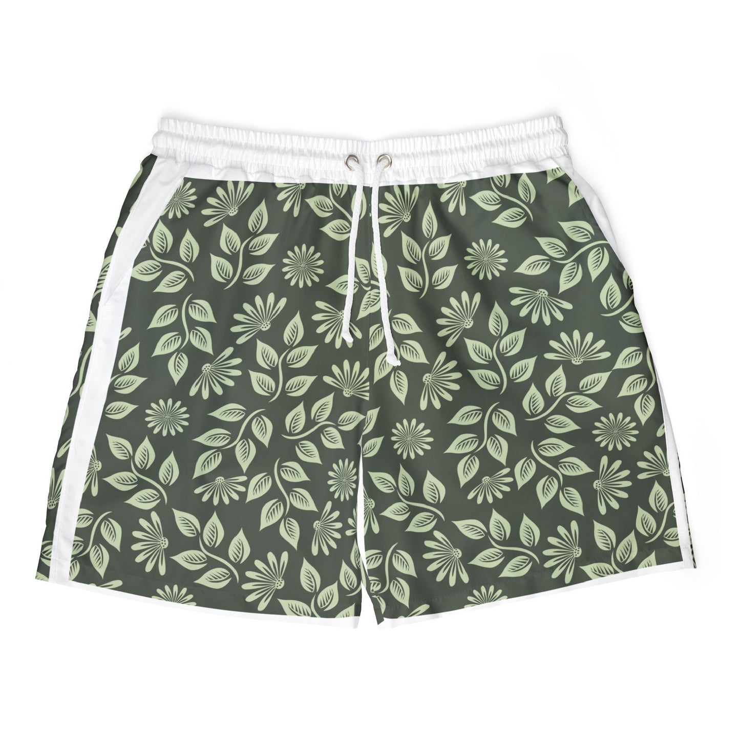 Exklusive Pool- und Strandshorts mit grünem Laub