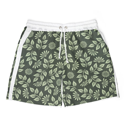 Exklusive Pool- und Strandshorts mit grünem Laub