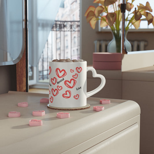 Mug "Love et Amour" - à la poignée en forme de coeur