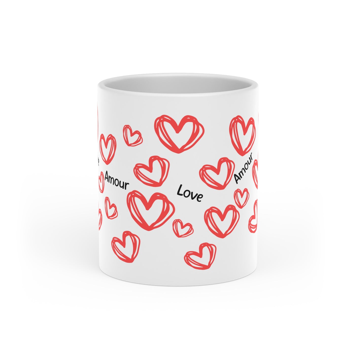 Mug "Love et Amour" - à la poignée en forme de coeur
